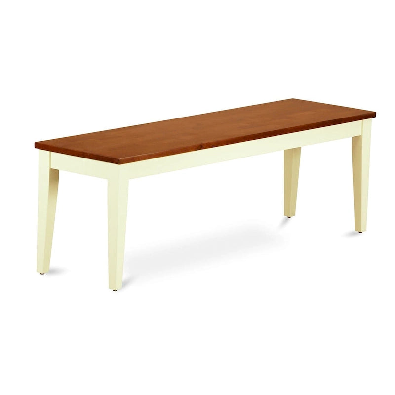 Solid Wood Dining Bench with Rubberwood Frame – Two-Tone Finish