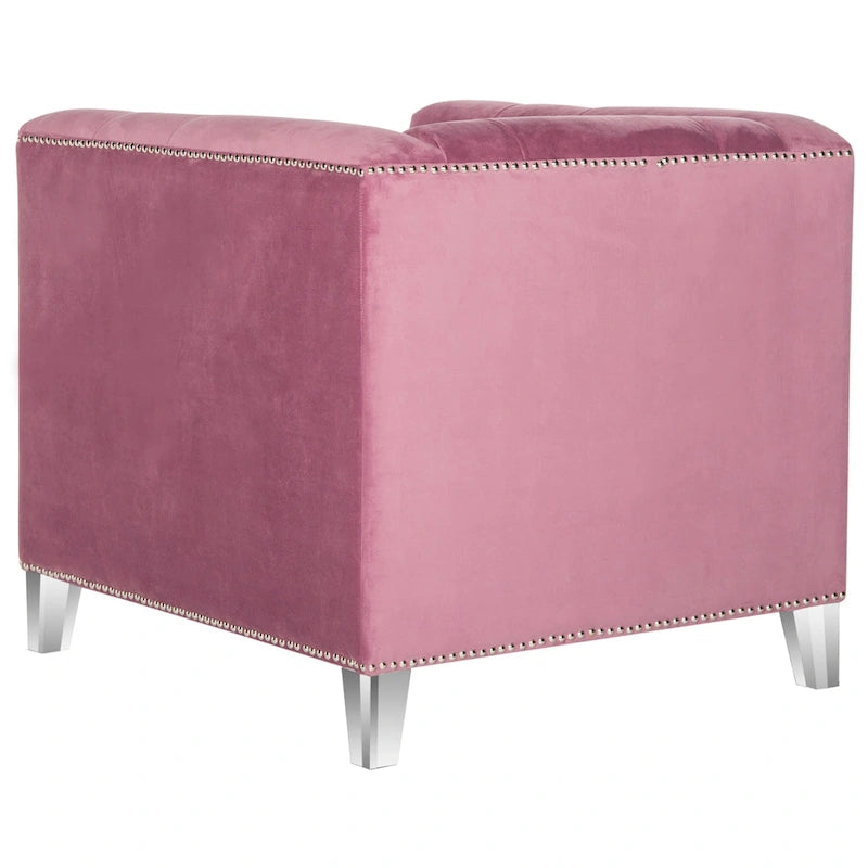 Hollywood Glam Club Chair with Silver Nailhead Trim & Lucite Legs