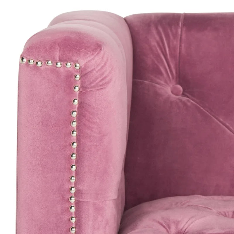 Hollywood Glam Club Chair with Silver Nailhead Trim & Lucite Legs