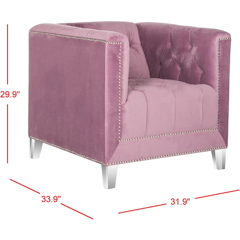 Hollywood Glam Club Chair with Silver Nailhead Trim & Lucite Legs