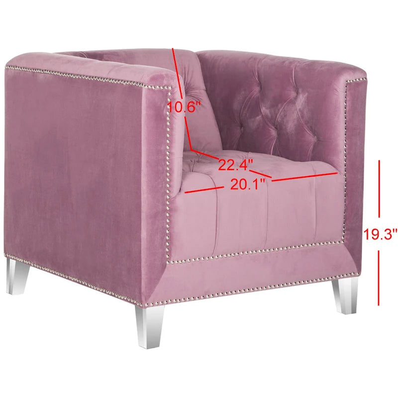 Hollywood Glam Club Chair with Silver Nailhead Trim & Lucite Legs