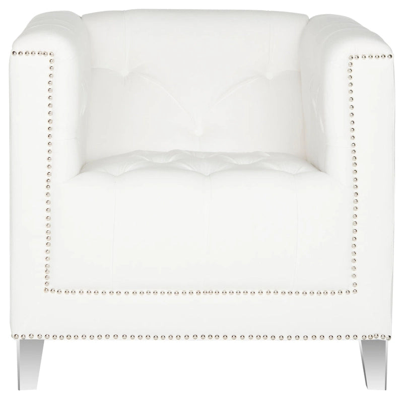 Hollywood Glam Club Chair with Silver Nailhead Trim & Lucite Legs