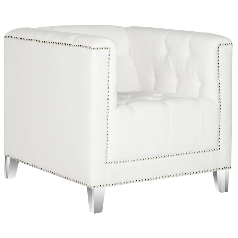 Hollywood Glam Club Chair with Silver Nailhead Trim & Lucite Legs