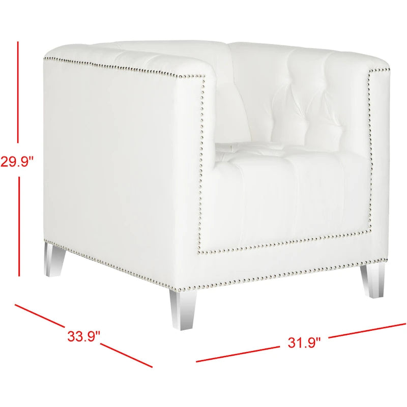 Hollywood Glam Club Chair with Silver Nailhead Trim & Lucite Legs