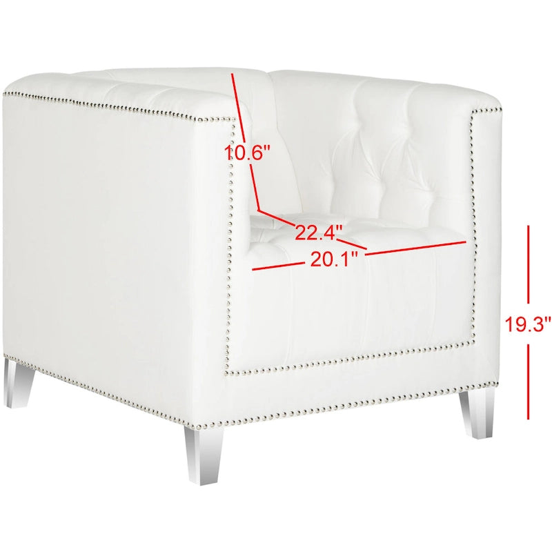 Hollywood Glam Club Chair with Silver Nailhead Trim & Lucite Legs