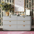 6-Drawer Art Deco Dresser with Brass Pulls & Soft-Close Drawers – Acacia Wood