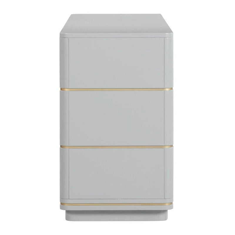 6-Drawer Art Deco Dresser with Brass Pulls & Soft-Close Drawers – Acacia Wood