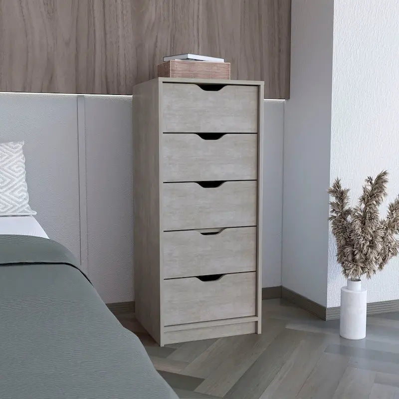 Tall 5-Drawer Dresser with Recessed Handles – Slim Profile for Small Spaces