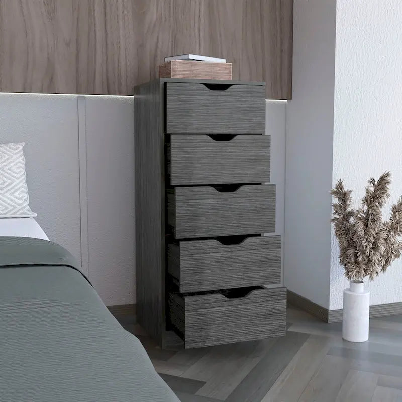 Tall 5-Drawer Dresser with Recessed Handles – Slim Profile for Small Spaces