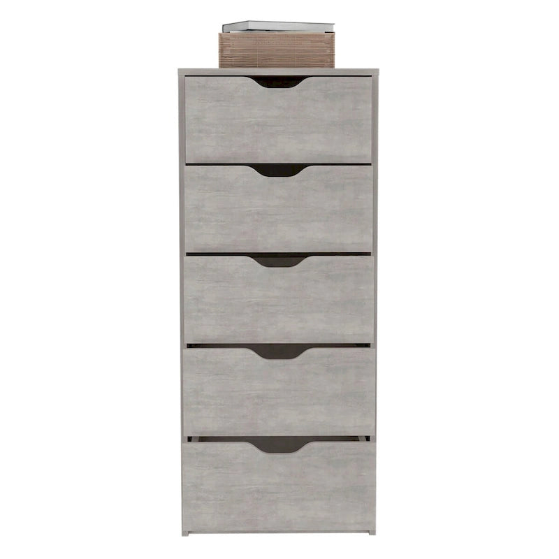 Tall 5-Drawer Dresser with Recessed Handles – Slim Profile for Small Spaces