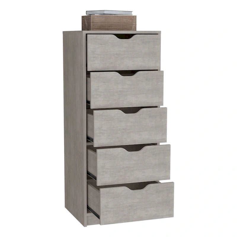 Tall 5-Drawer Dresser with Recessed Handles – Slim Profile for Small Spaces