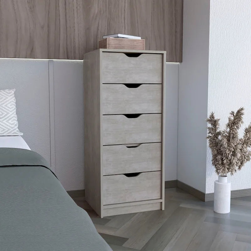 Tall 5-Drawer Dresser with Recessed Handles – Slim Profile for Small Spaces