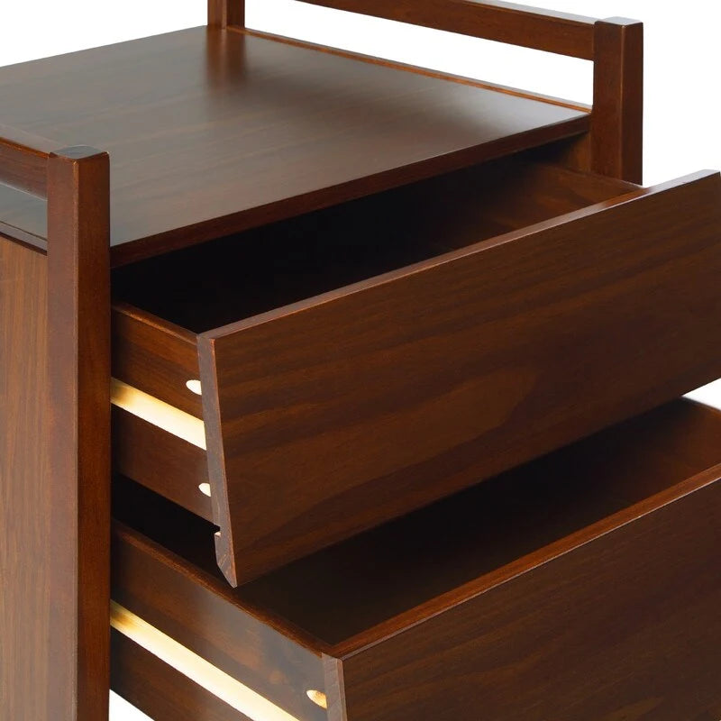 Solid Pine Wood Nightstand with Angled Drawer Front – Scandinavian Style
