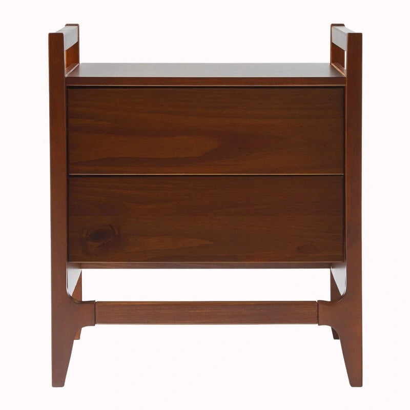 Solid Pine Wood Nightstand with Angled Drawer Front – Scandinavian Style