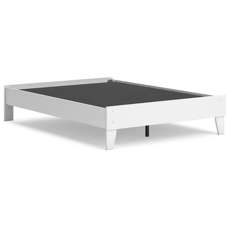Full Platform Bed Frame with Scalloped Detail & Matte White Finish – No Box Spring Needed