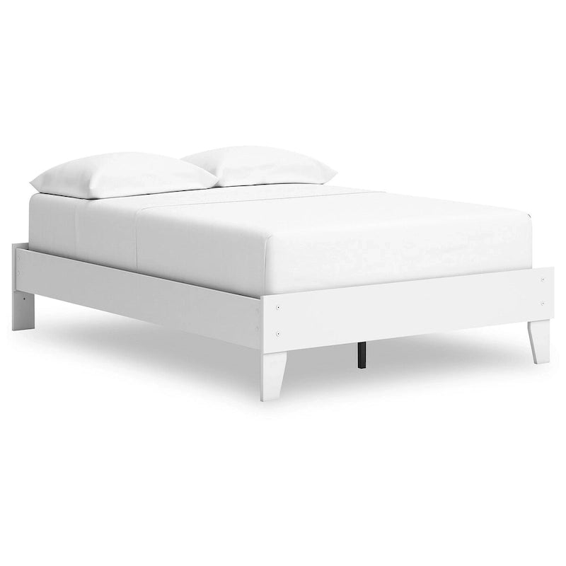 Full Platform Bed Frame with Scalloped Detail & Matte White Finish – No Box Spring Needed