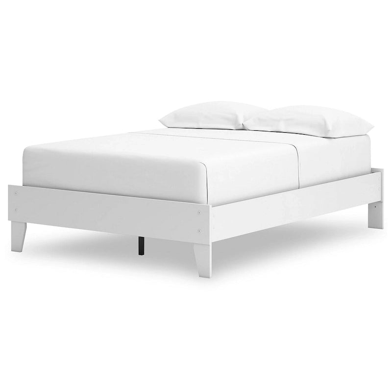 Full Platform Bed Frame with Scalloped Detail & Matte White Finish – No Box Spring Needed