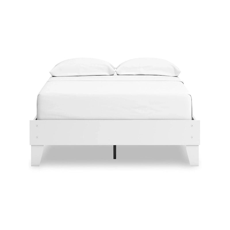 Full Platform Bed Frame with Scalloped Detail & Matte White Finish – No Box Spring Needed