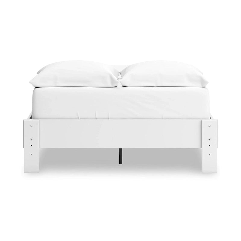 Full Platform Bed Frame with Scalloped Detail & Matte White Finish – No Box Spring Needed