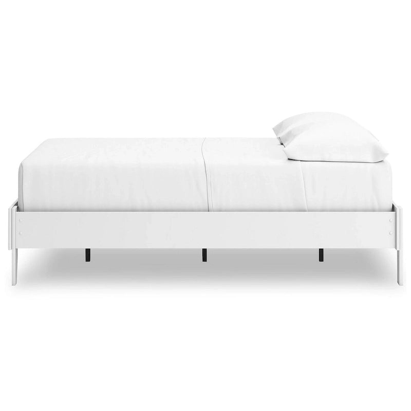 Full Platform Bed Frame with Scalloped Detail & Matte White Finish – No Box Spring Needed