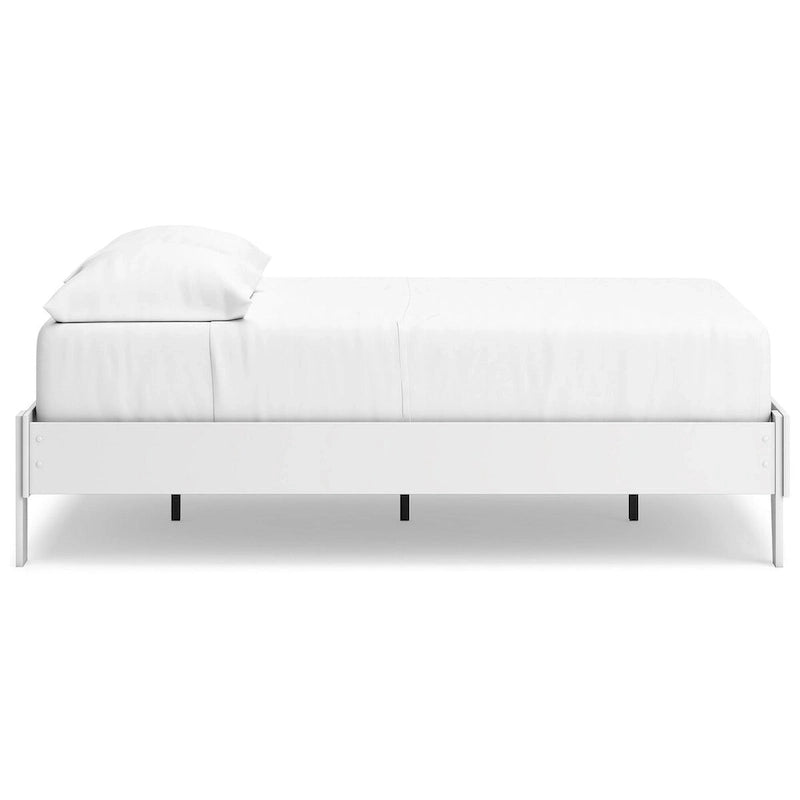 Full Platform Bed Frame with Scalloped Detail & Matte White Finish – No Box Spring Needed