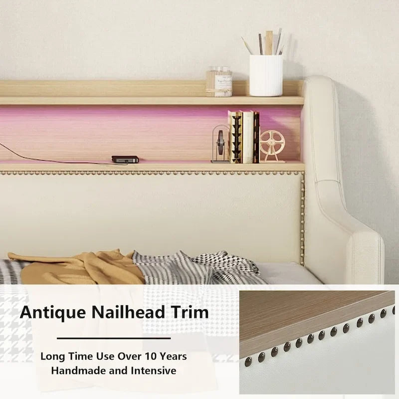 Upholstered Daybed with Storage Drawers, LED Lighting & Charging Station