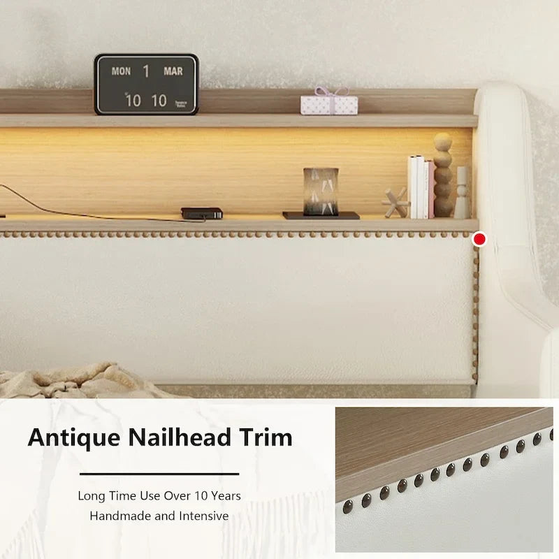 Upholstered Daybed with Storage Drawers, LED Lighting & Charging Station