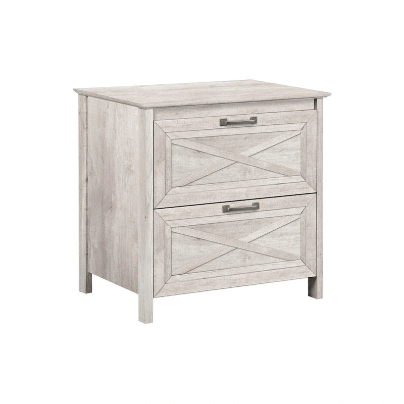 2-Drawer Lateral Filing Cabinet with X-Accent Fronts in Washed Grey