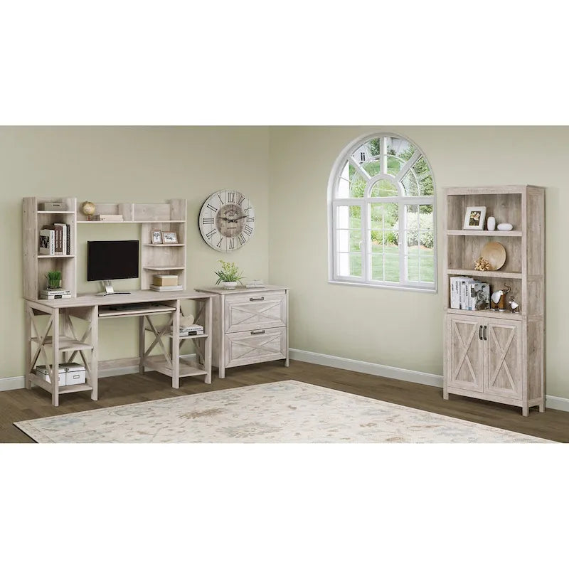 2-Drawer Lateral Filing Cabinet with X-Accent Fronts in Washed Grey