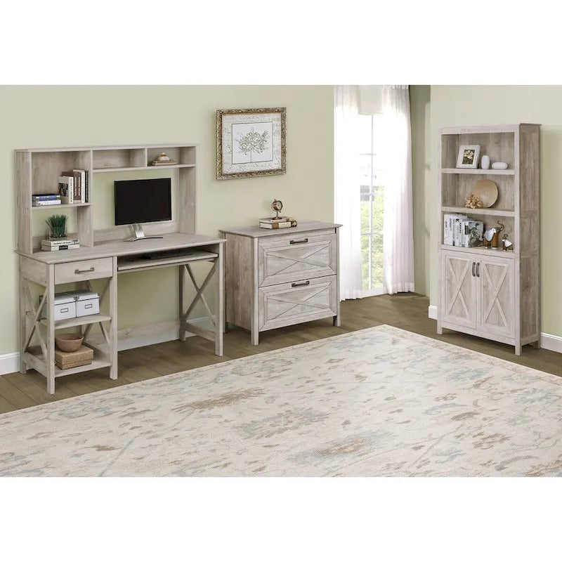 2-Drawer Lateral Filing Cabinet with X-Accent Fronts in Washed Grey