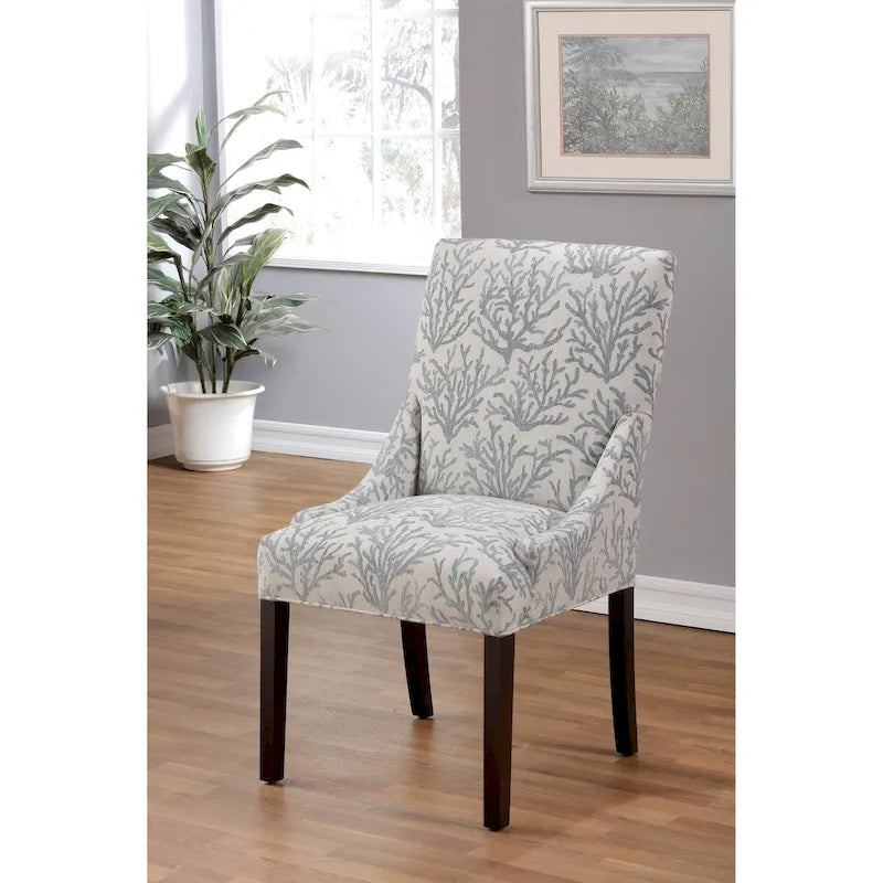 Upholstered Slope-Arm Dining Chair with Spring Seating & Rubberwood Legs