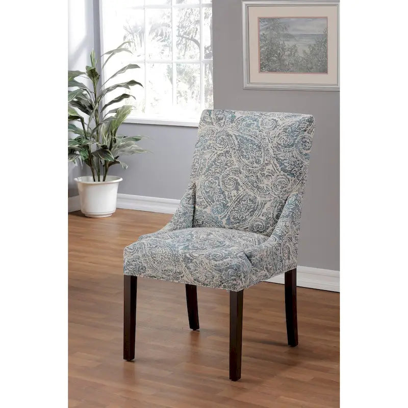 Chaise de salle à manger capitonnée à accoudoirs inclinés avec assise à ressorts et pieds en bois d'hévéa