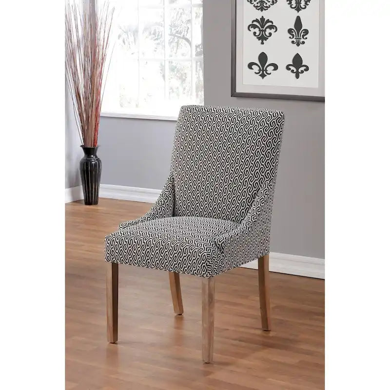 Chaise de salle à manger capitonnée à accoudoirs inclinés avec assise à ressorts et pieds en bois d'hévéa