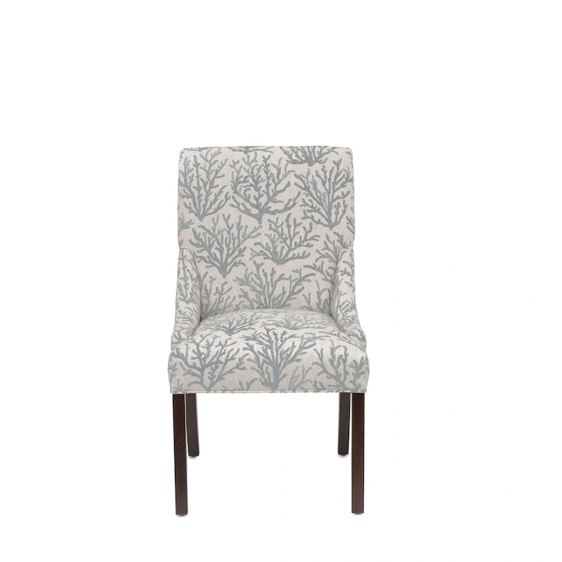 Upholstered Slope-Arm Dining Chair with Spring Seating & Rubberwood Legs