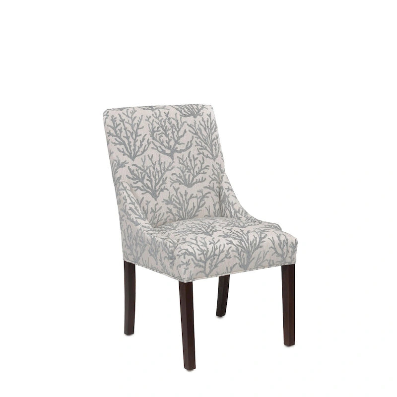 Upholstered Slope-Arm Dining Chair with Spring Seating & Rubberwood Legs