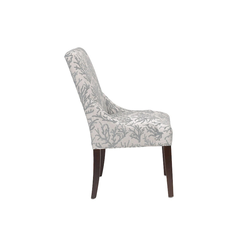 Upholstered Slope-Arm Dining Chair with Spring Seating & Rubberwood Legs