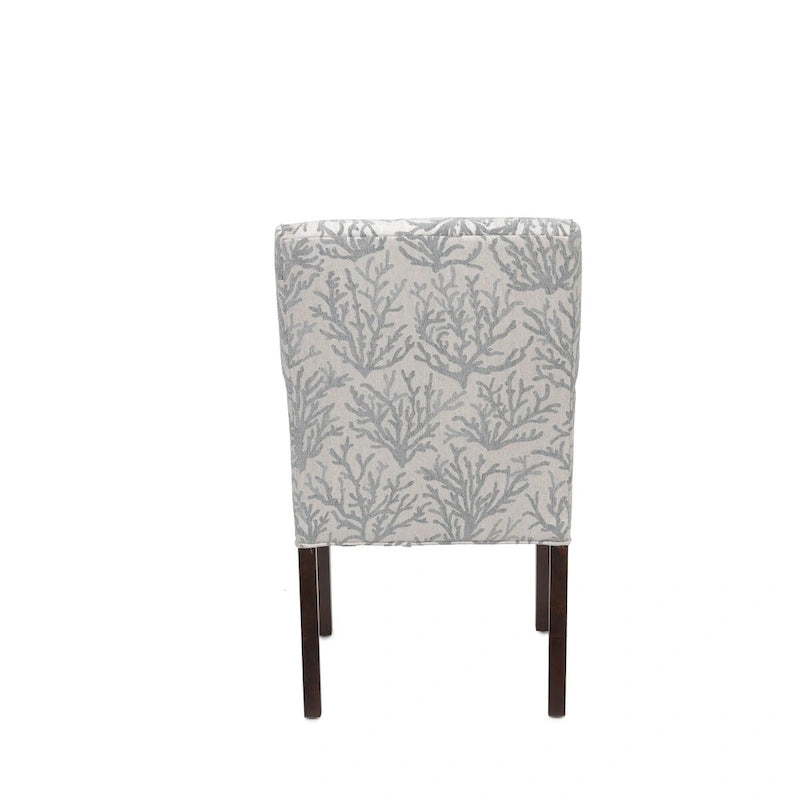 Upholstered Slope-Arm Dining Chair with Spring Seating & Rubberwood Legs