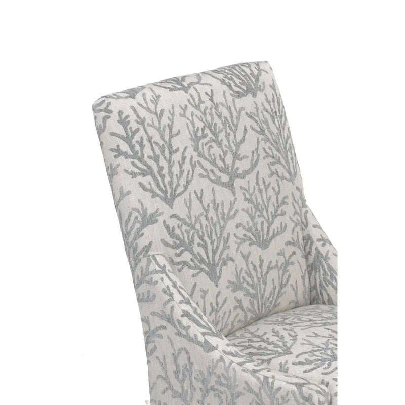 Upholstered Slope-Arm Dining Chair with Spring Seating & Rubberwood Legs