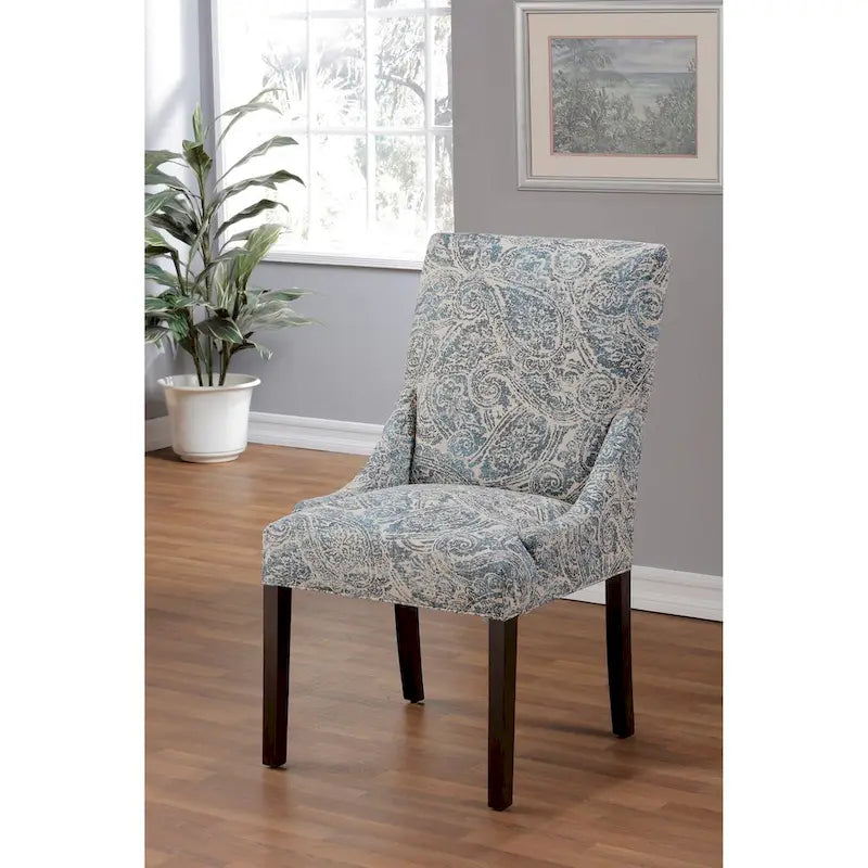 Upholstered Slope-Arm Dining Chair with Spring Seating & Rubberwood Legs