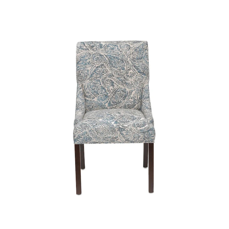 Upholstered Slope-Arm Dining Chair with Spring Seating & Rubberwood Legs