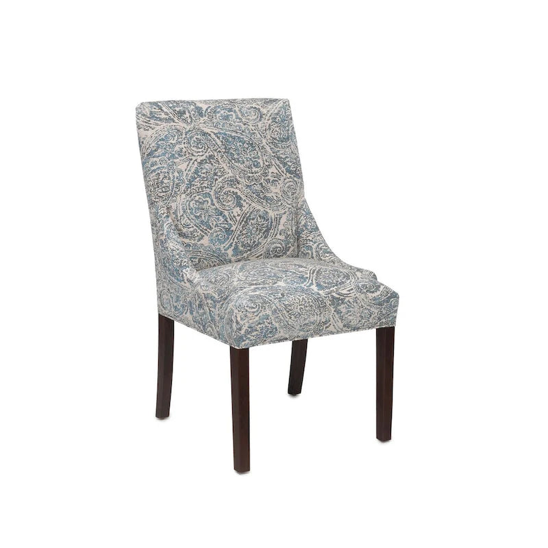 Upholstered Slope-Arm Dining Chair with Spring Seating & Rubberwood Legs