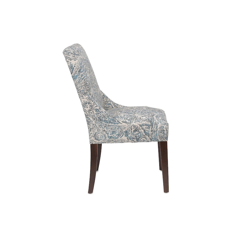 Upholstered Slope-Arm Dining Chair with Spring Seating & Rubberwood Legs