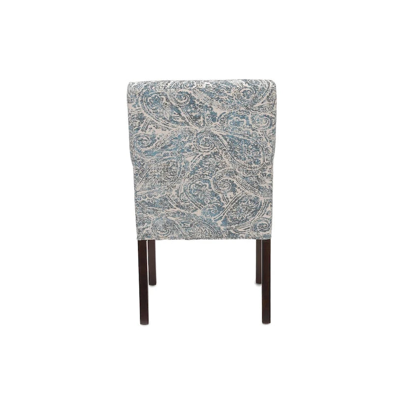 Upholstered Slope-Arm Dining Chair with Spring Seating & Rubberwood Legs