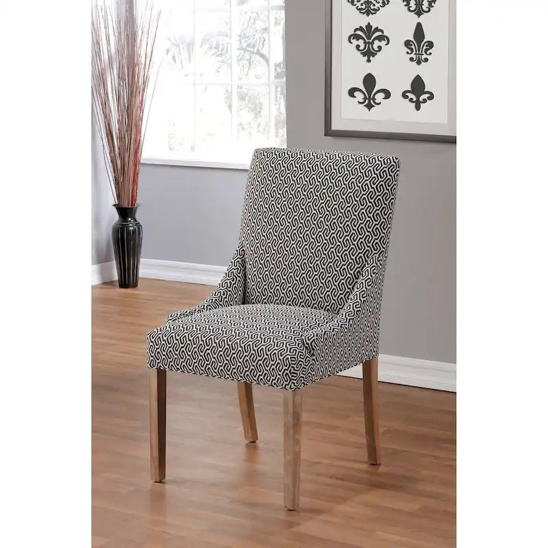 Upholstered Slope-Arm Dining Chair with Spring Seating & Rubberwood Legs