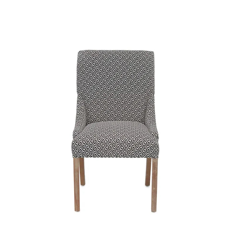 Upholstered Slope-Arm Dining Chair with Spring Seating & Rubberwood Legs