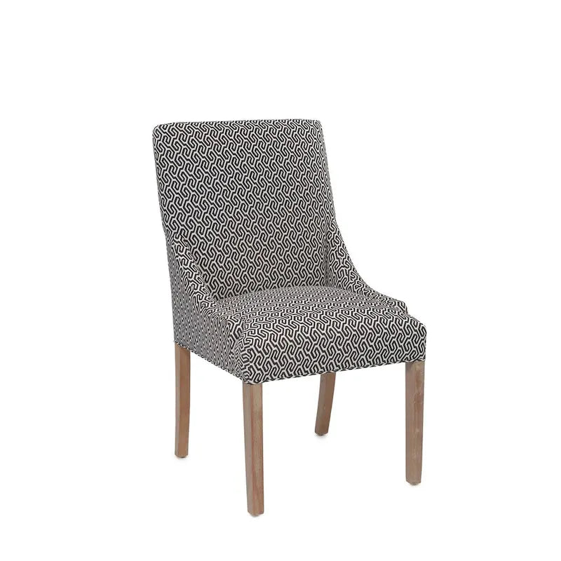 Upholstered Slope-Arm Dining Chair with Spring Seating & Rubberwood Legs