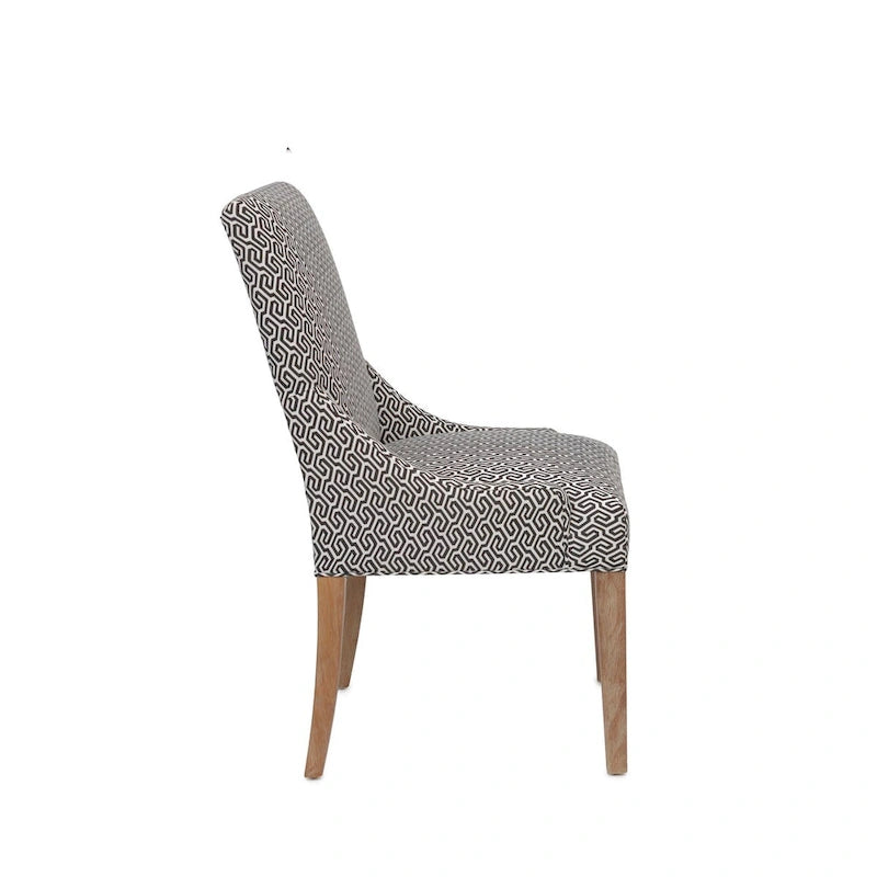 Upholstered Slope-Arm Dining Chair with Spring Seating & Rubberwood Legs