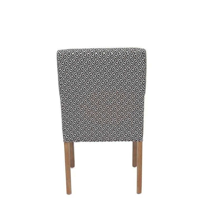 Upholstered Slope-Arm Dining Chair with Spring Seating & Rubberwood Legs