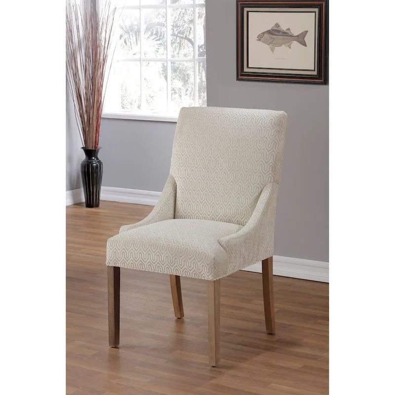 Upholstered Slope-Arm Dining Chair with Spring Seating & Rubberwood Legs