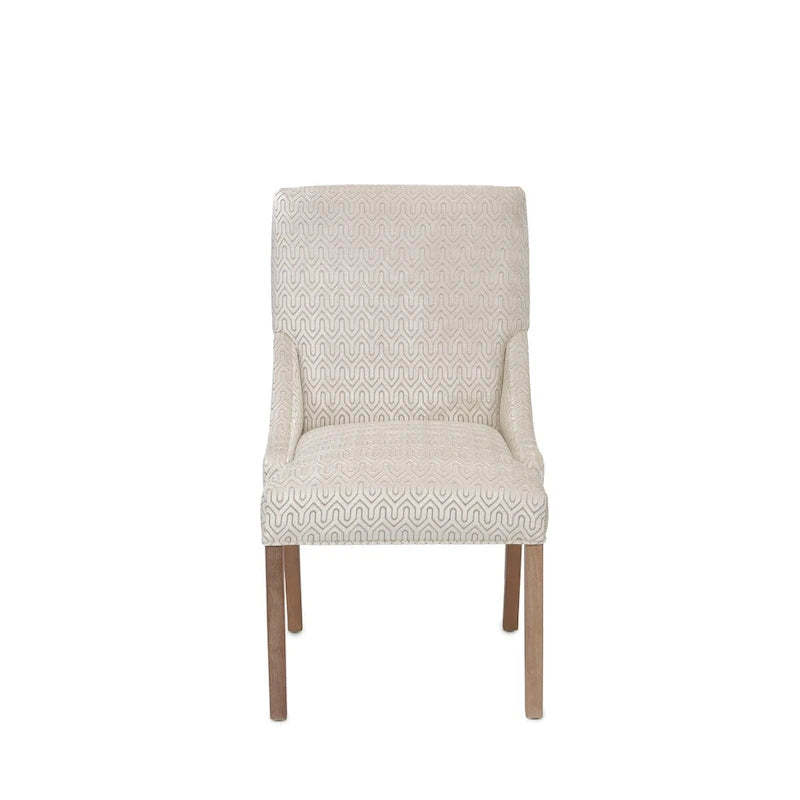Upholstered Slope-Arm Dining Chair with Spring Seating & Rubberwood Legs